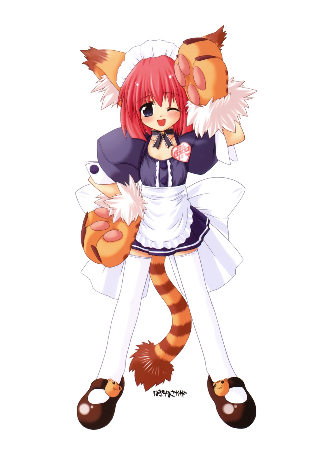 animal_ears gayarou maid tail thighhighs waitress