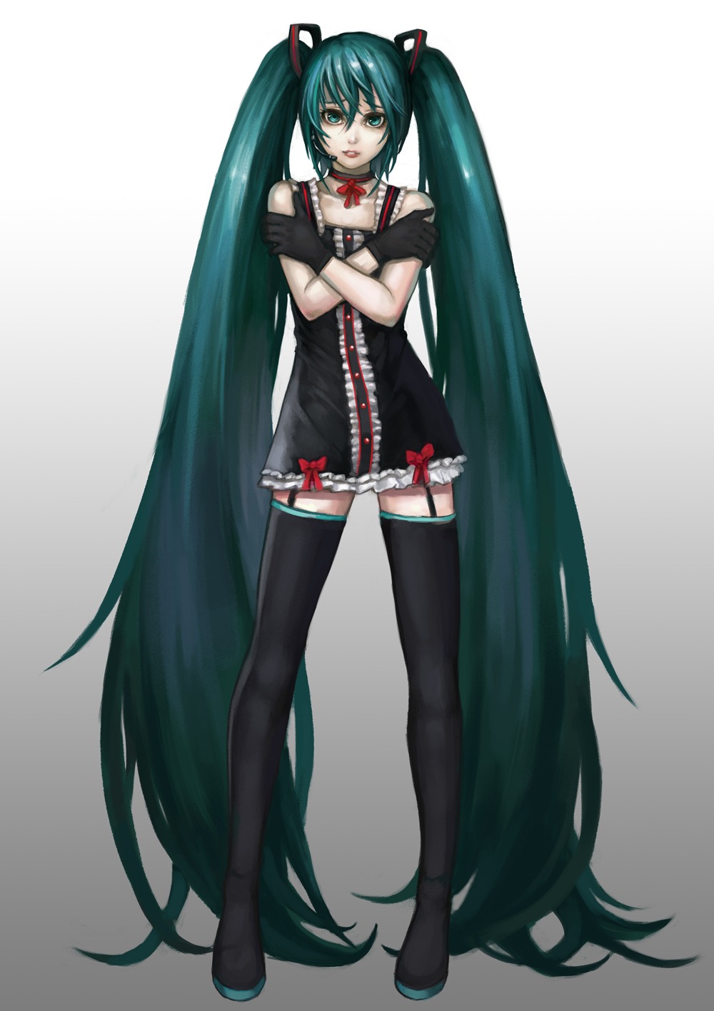 hatsune_miku ryouki_tamashii thighhighs vocaloid