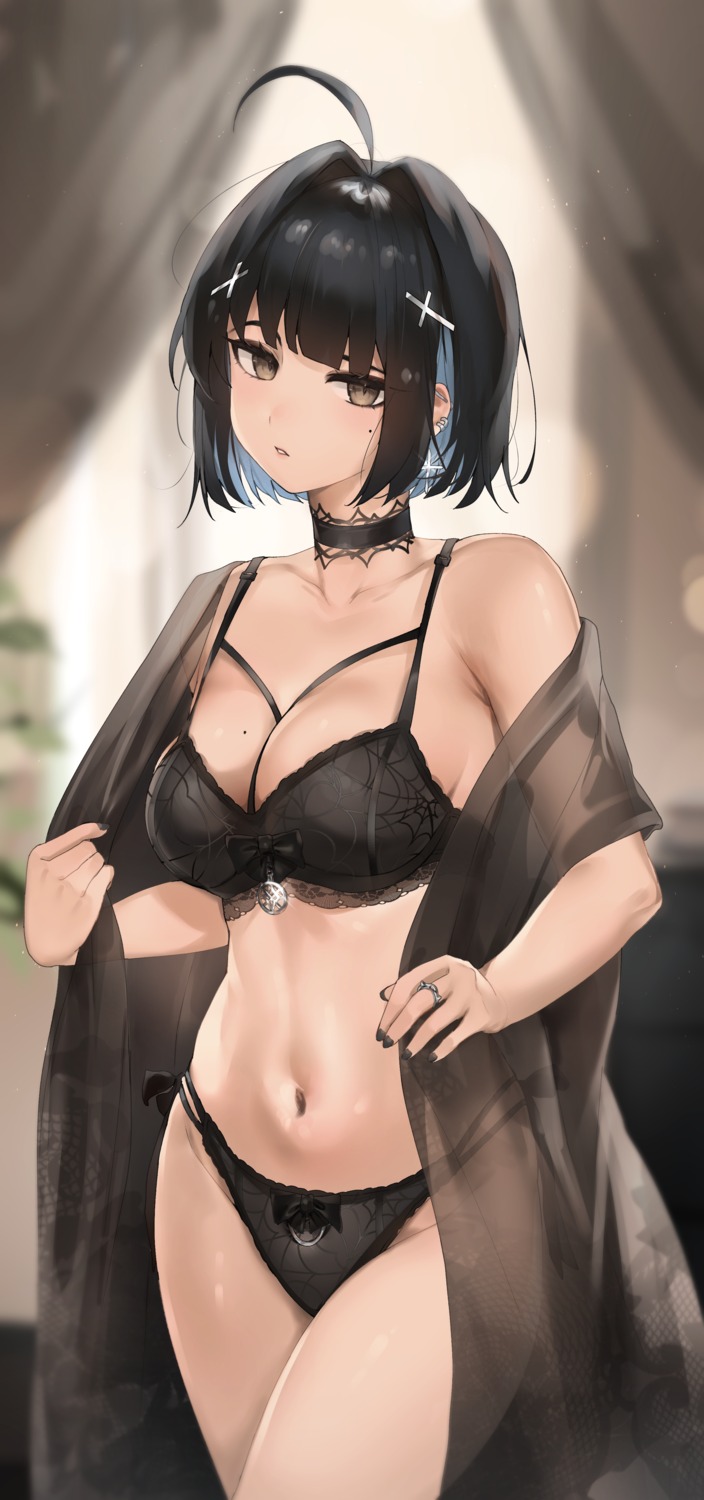 artist_revision bra irene_(kanniiepan) kanniiepan open_shirt pantsu see_through undressing