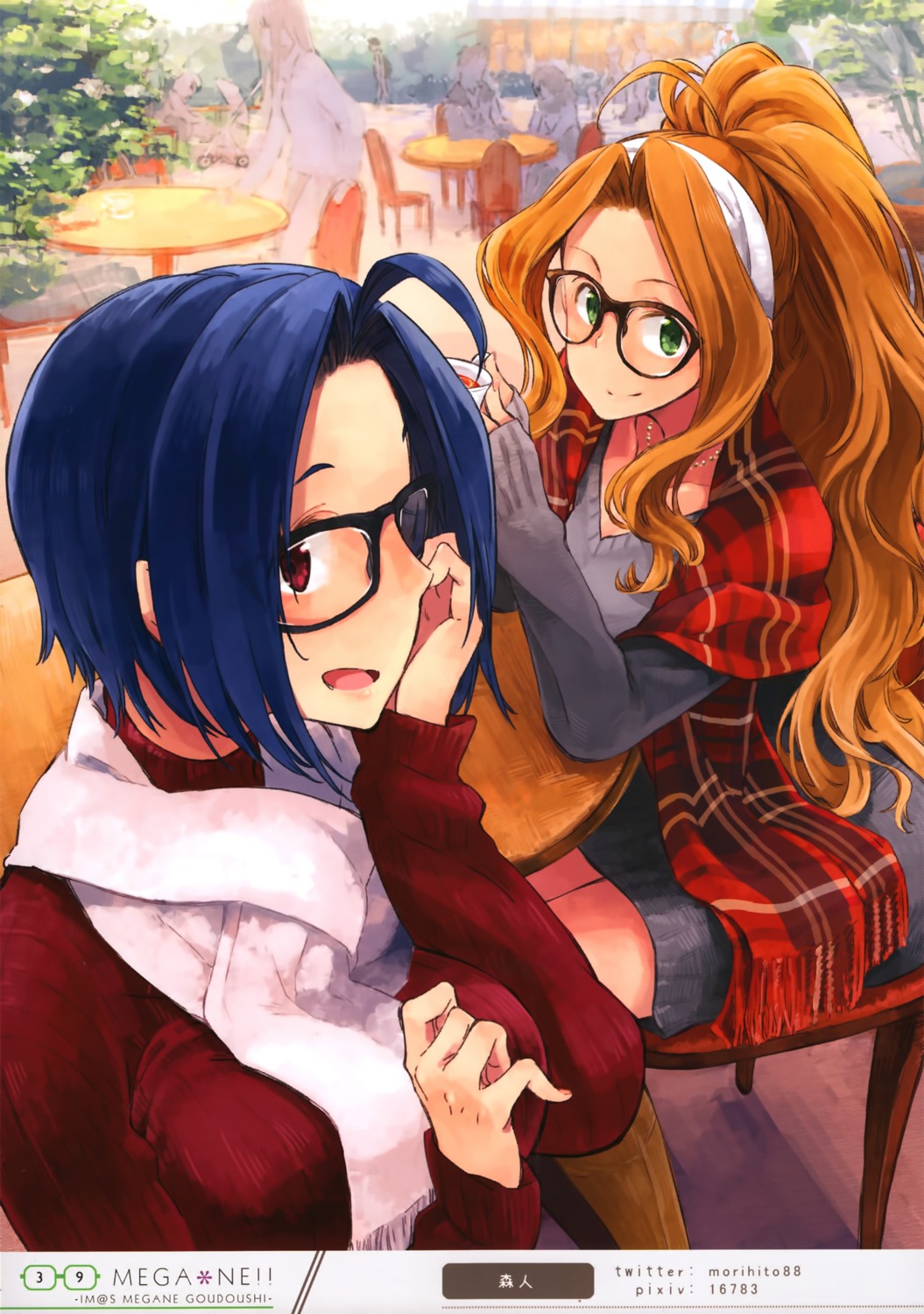 megane miura_azusa morihito nikaidou_chizuru sweater the_idolm@ster the_idolm@ster_million_live!