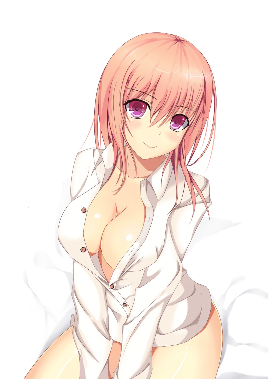 bottomless cleavage hateno_yukimi no_bra open_shirt