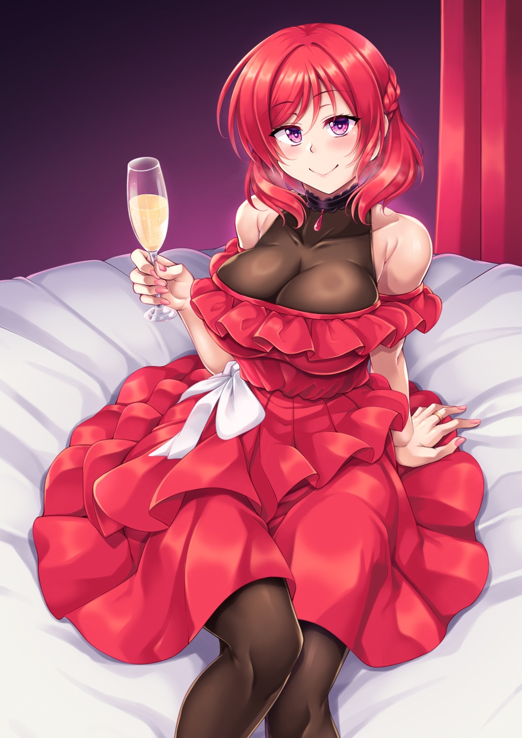 dress love_live! nishikino_maki no_bra pantyhose windart