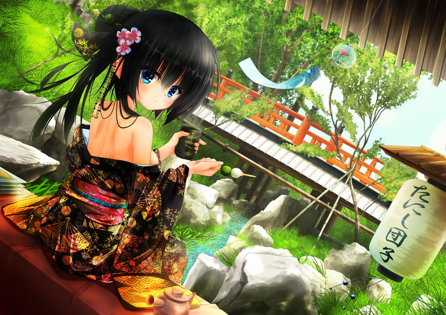 kimono no_bra open_shirt tanishi_0403