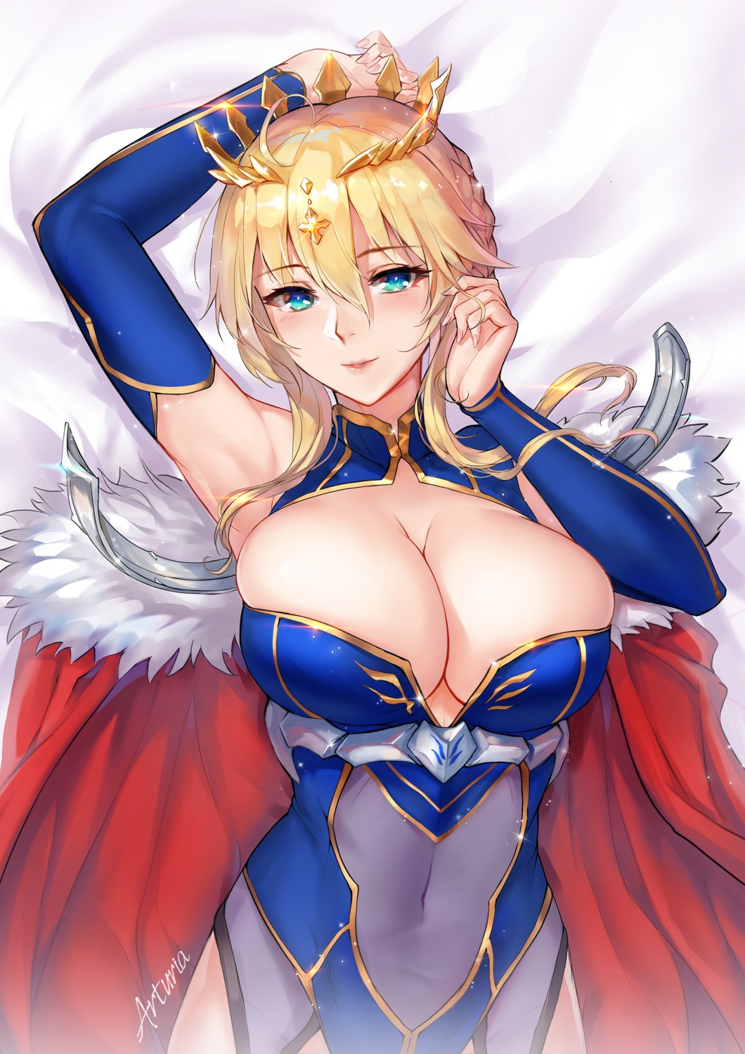 artoria_pendragon_(lancer) cleavage fate/grand_order no_bra tsuki_no_i-min