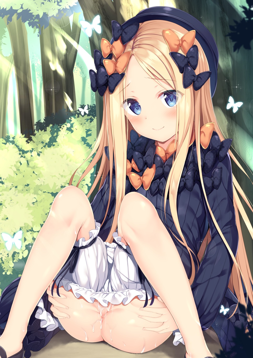 abigail_williams_(fate) anus bloomers cum detexted dress fate/grand_order loli panty_pull pussy tomoo