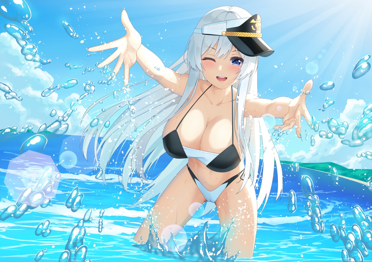 azur_lane bikini cameltoe enterprise_(azur_lane) swimsuits takuroo wet