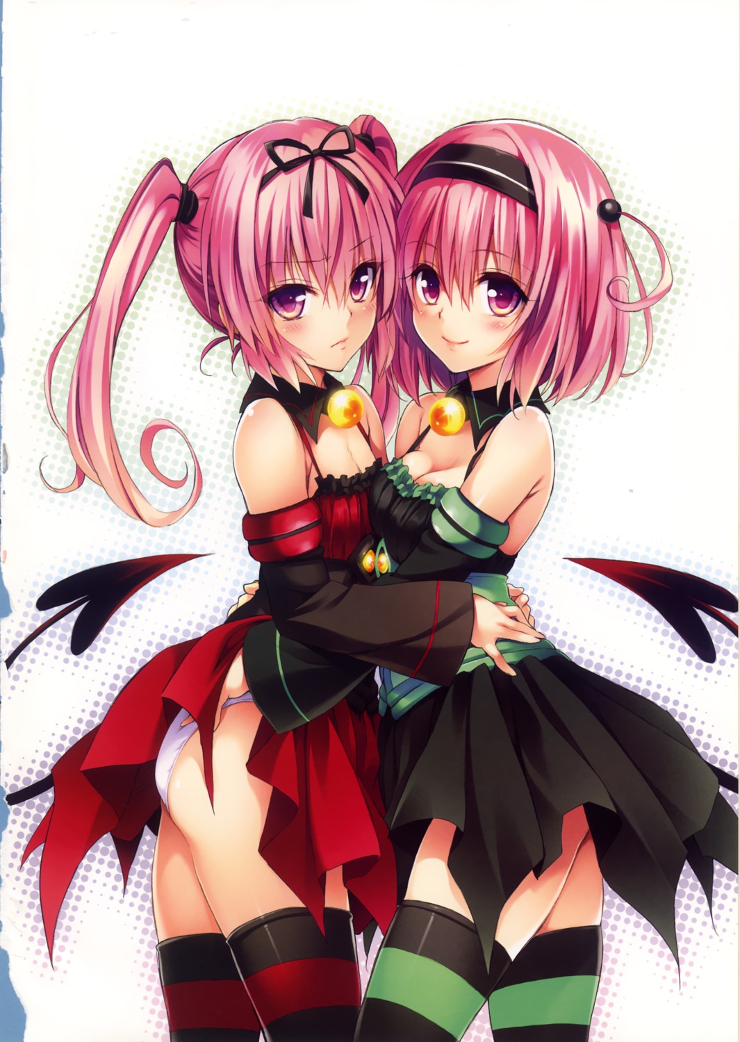 cleavage momo_velia_deviluke nana_asta_deviluke pantsu tail thighhighs to_love_ru yabuki_kentarou