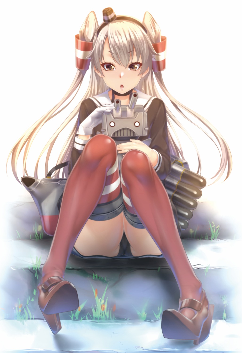 amatsukaze_(kancolle) heels kantai_collection pantsu rensouhou-kun seifuku thighhighs weapon zucchini