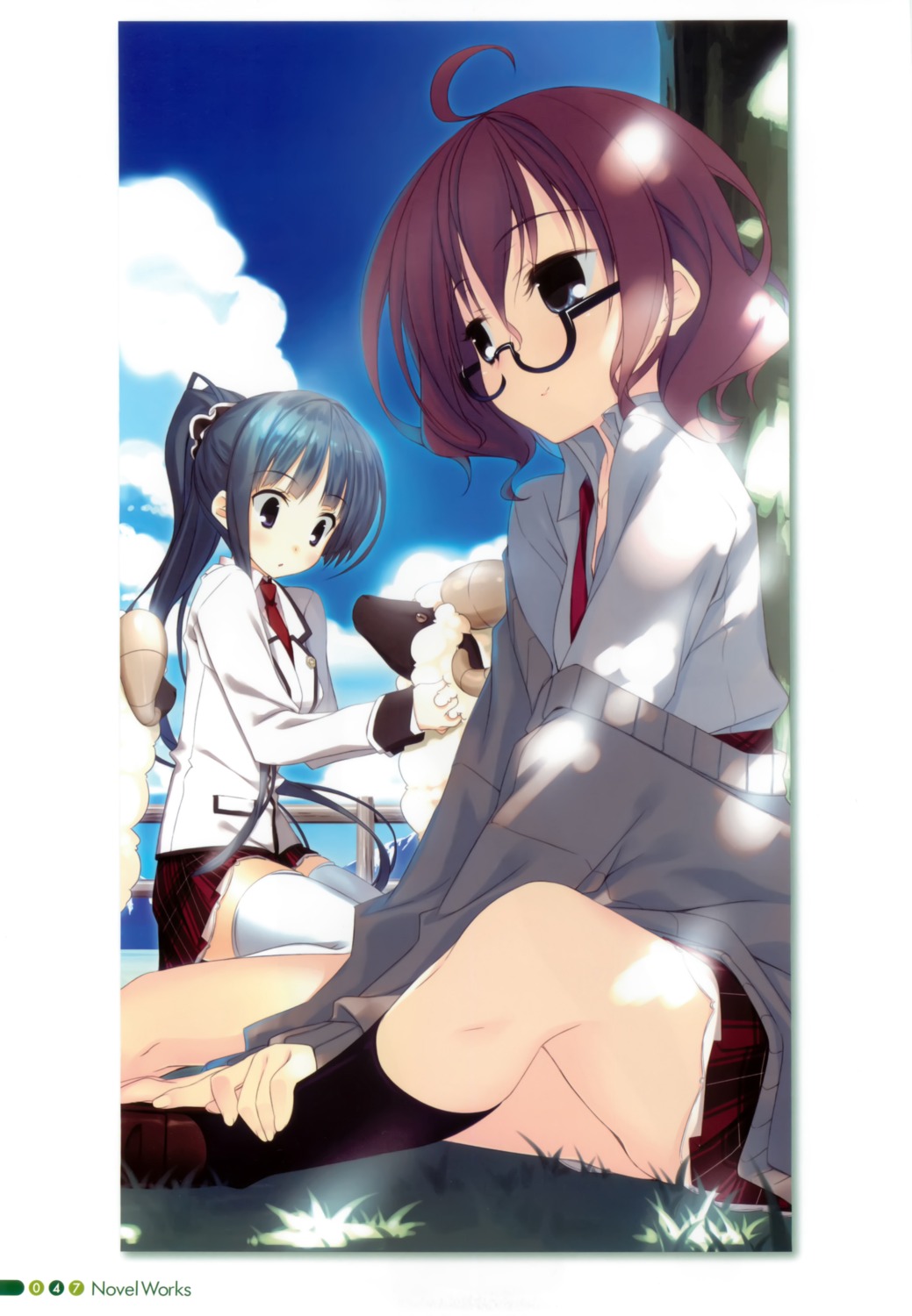 kagome kohitsuji_wa_mayowanai megane seifuku sweater thighhighs