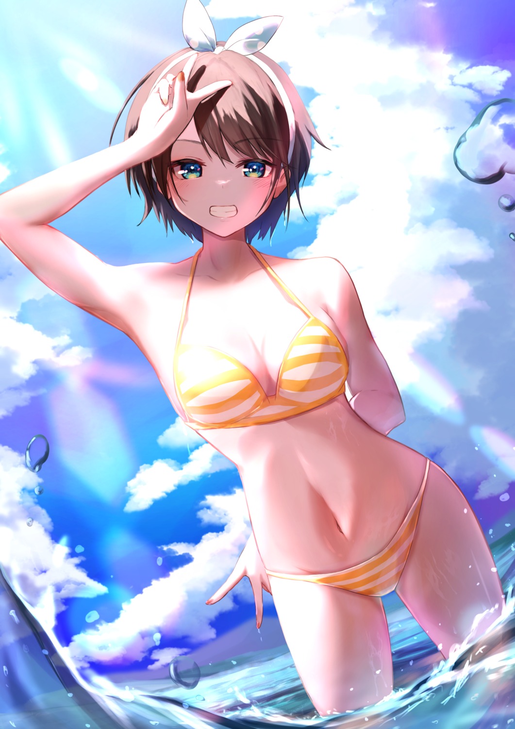 bikini cleavage hololive mikaku oozora_subaru swimsuits wet