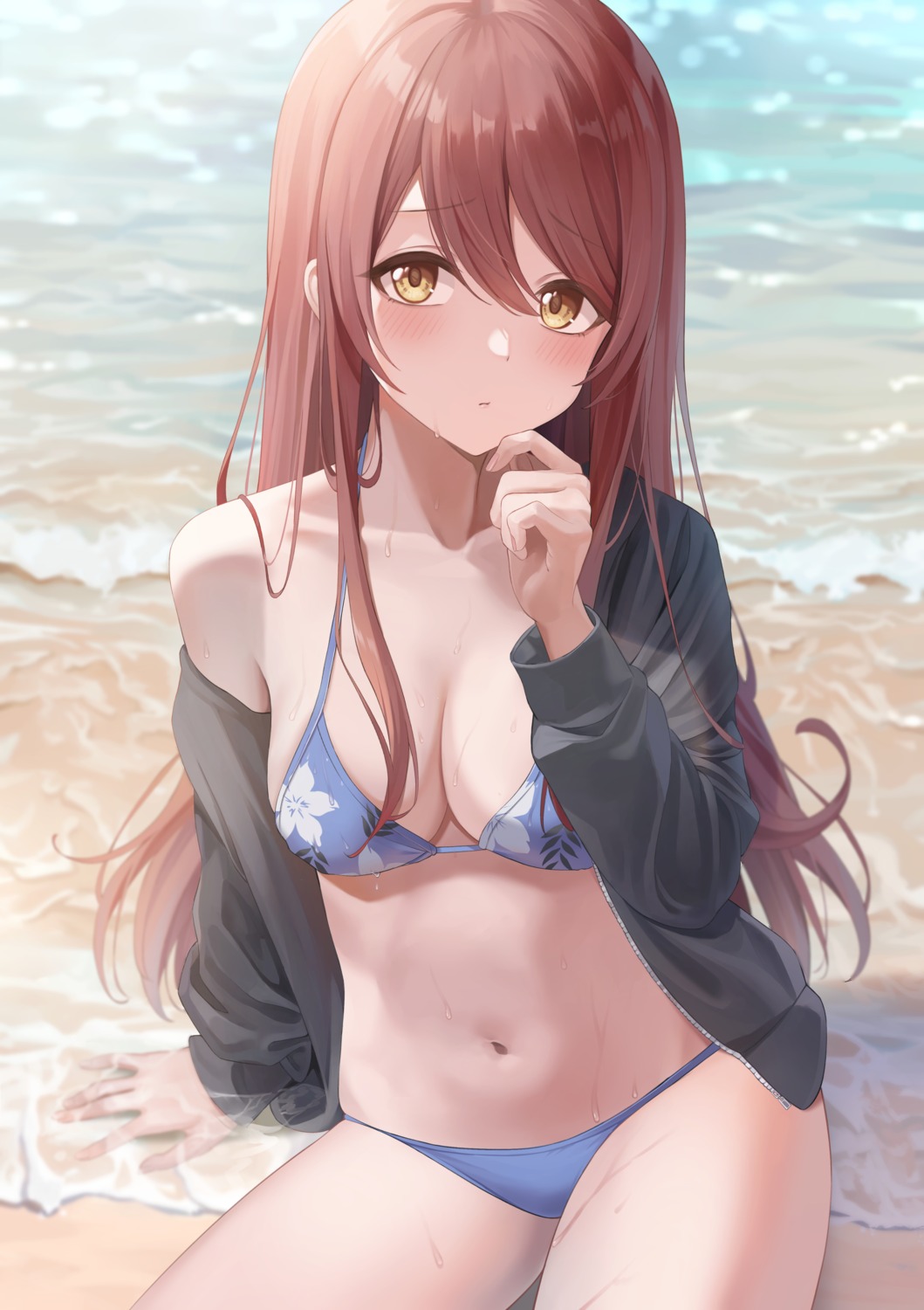 bikini fujizarashi oosaki_tenka open_shirt swimsuits the_idolm@ster the_idolm@ster_shiny_colors wet