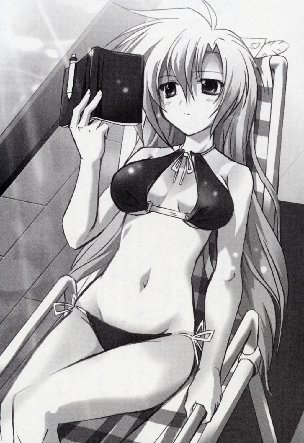 bikini cal_ruslan deep-blue_series komatsu_e-ji monochrome shirogane_no_cal_to_soukuu_no_joou swimsuits