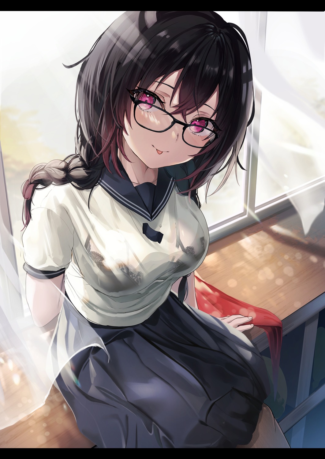 bra megane see_through seifuku yufou