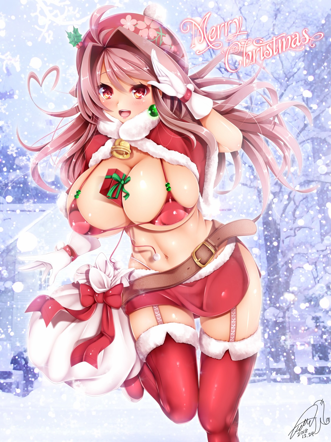 bikini_top christmas erect_nipples jotti stockings swimsuits thighhighs