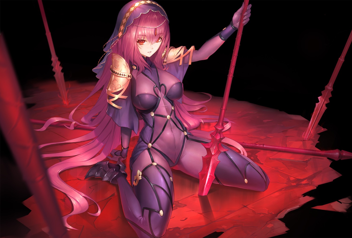 armor bodysuit duan_henglong fate/grand_order heels scathach_(fate/grand_order) weapon