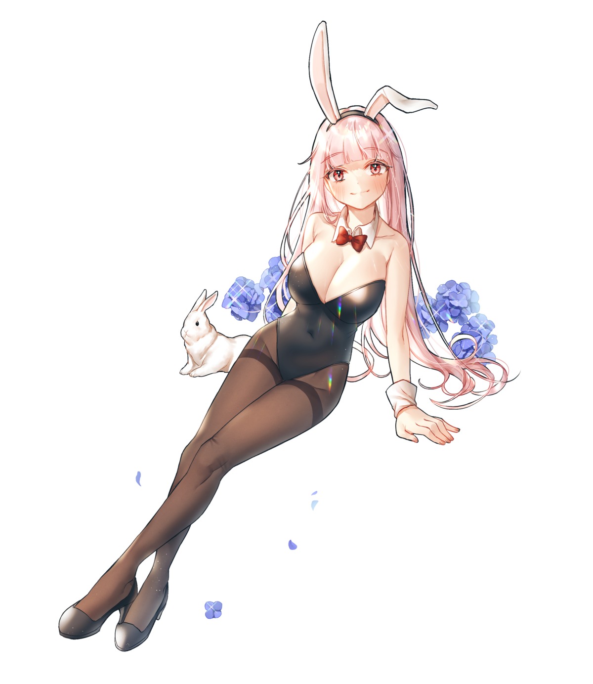 animal_ears bunny_ears bunny_girl cleavage heels no_bra pantyhose puckjjick_(belbesi19)