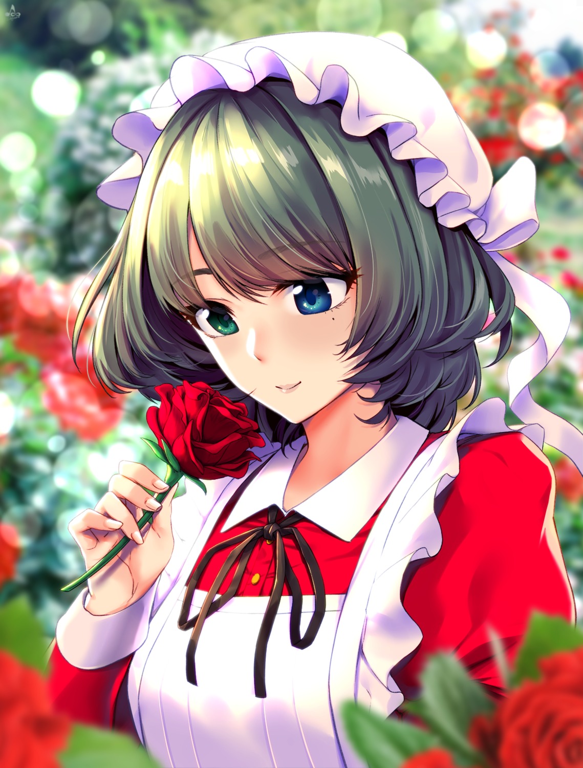 heterochromia infinote maid official_watermark takagaki_kaede the_idolm@ster the_idolm@ster_cinderella_girls