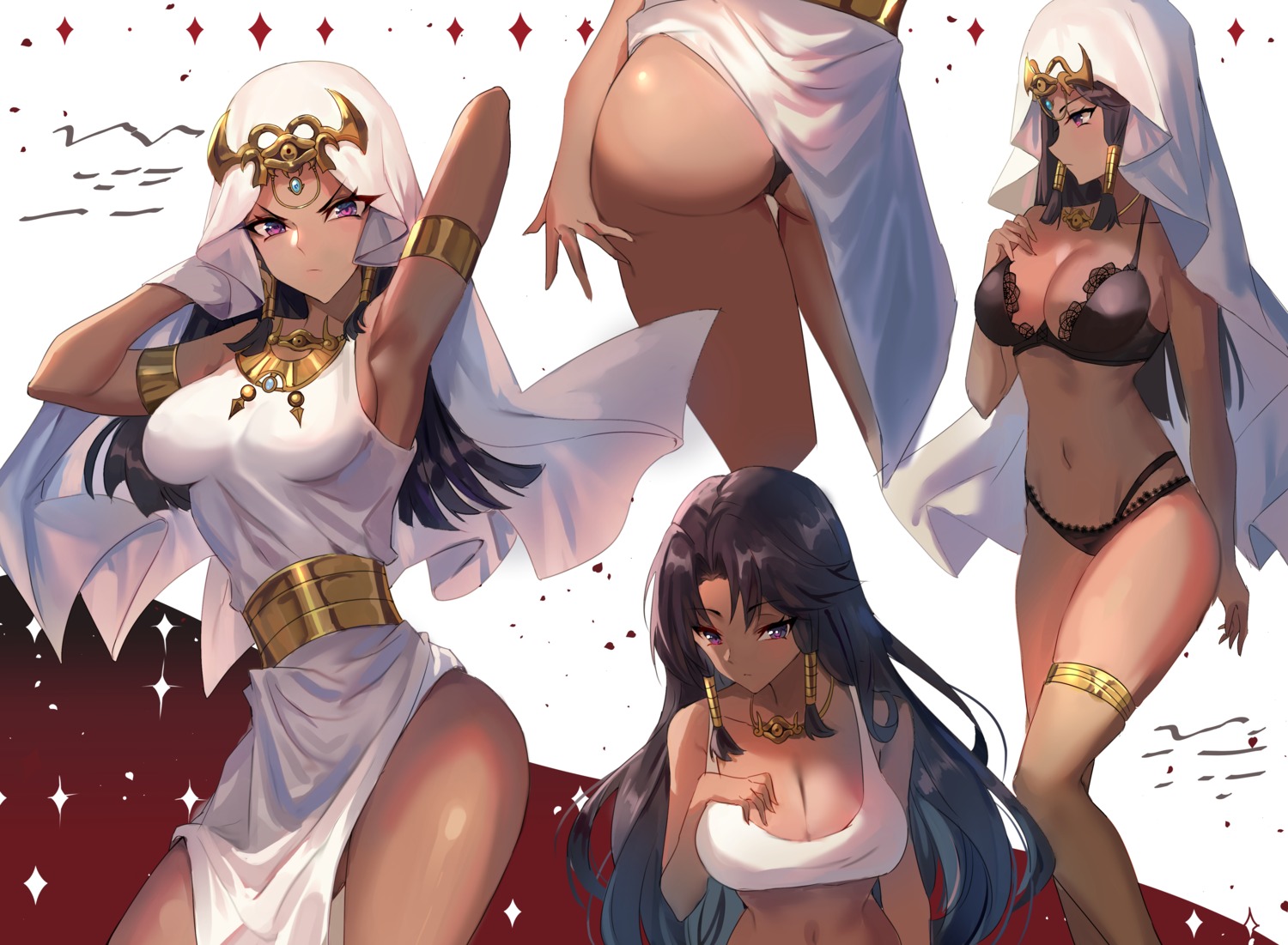 ass bra breast_hold cleavage dress ishizu_ishtar pantsu shanguier skirt_lift thong yugioh