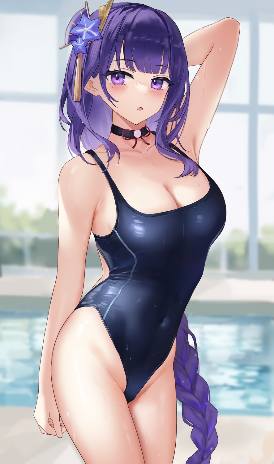 genshin_impact raiden_shogun swimsuits tanya_(tanyaya)