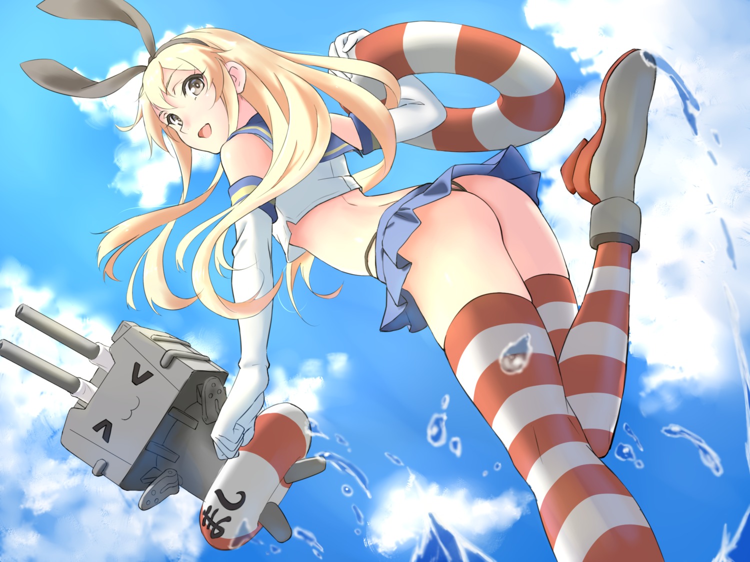 ass heels kantai_collection rensouhou-chan seifuku shimakaze_(kancolle) shingyo thighhighs thong