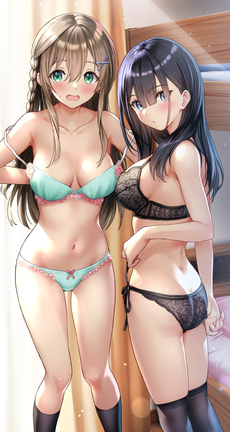 ass bra lingerie pantsu sankuro see_through string_panties thighhighs undressing