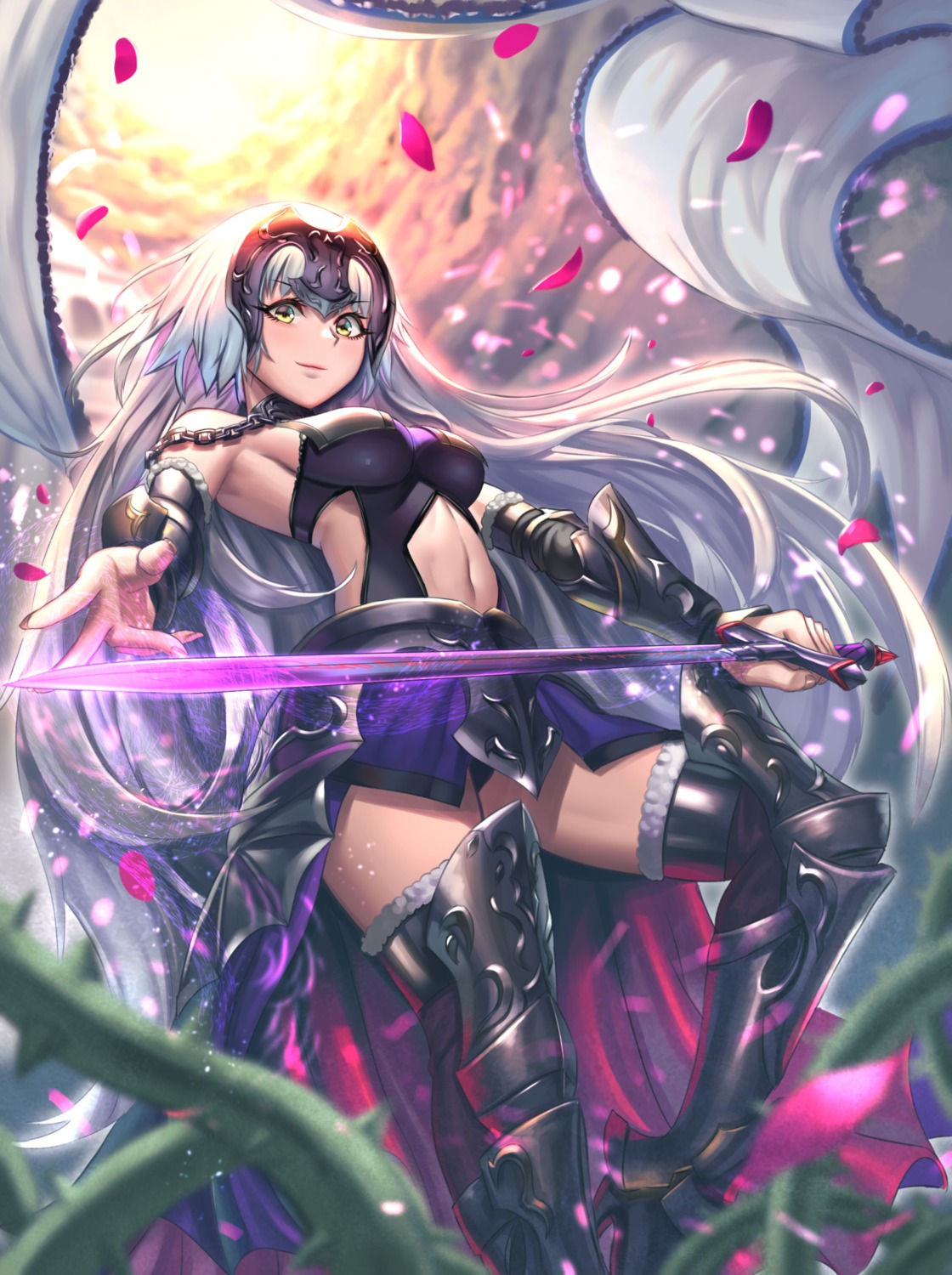 armor fate/grand_order heels jeanne_d'arc jeanne_d'arc_alter_(fate) moonandmist pantsu sword thighhighs