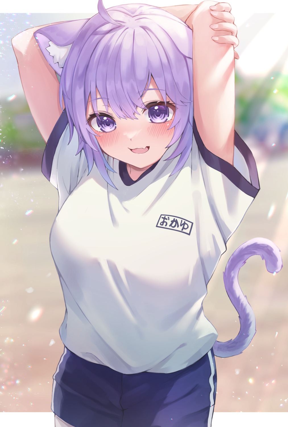 animal_ears ayama_nano gym_uniform hololive hololive_gamers nekomata_okayu nekomimi tail