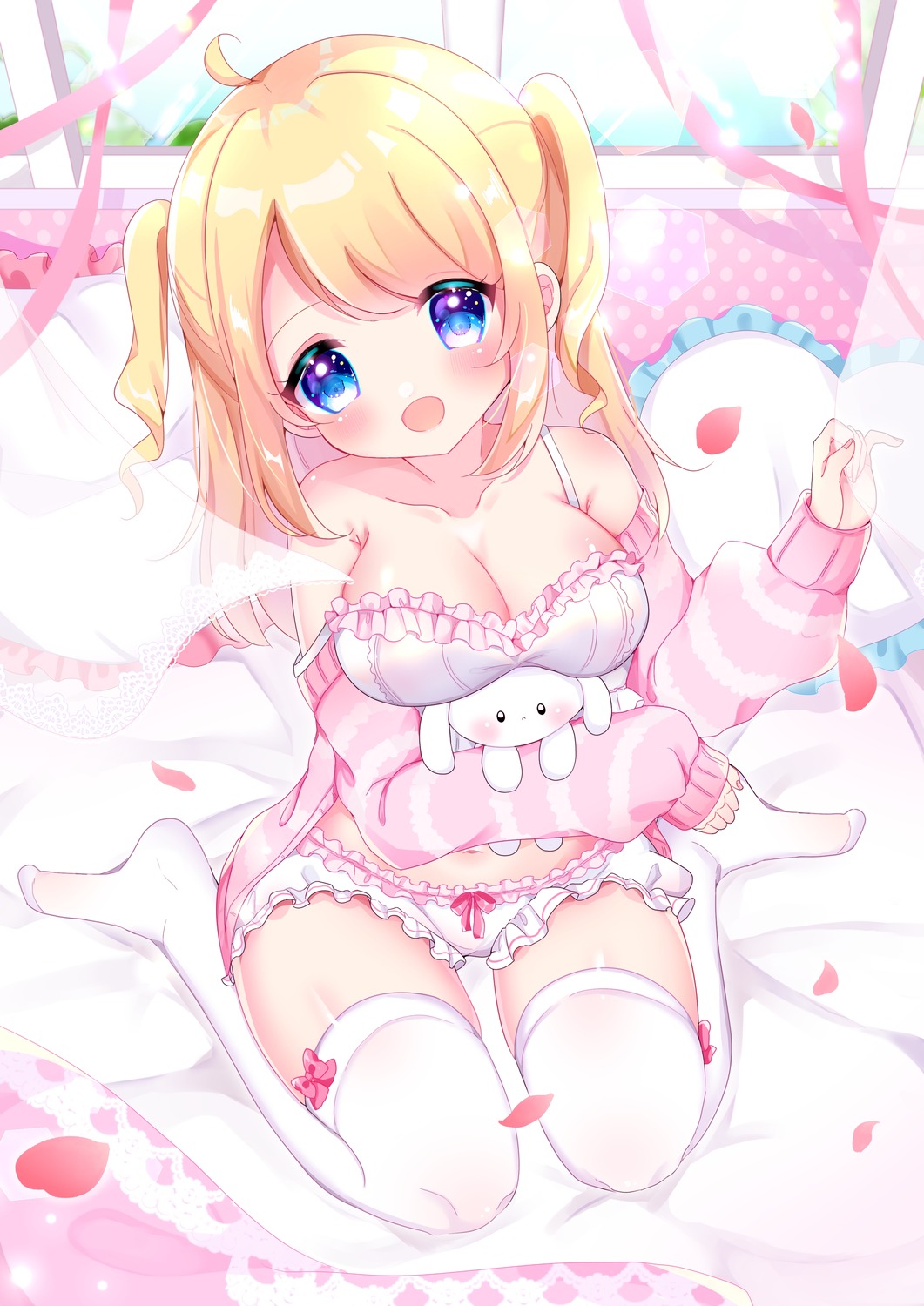 lingerie no_bra otoha_momose pantsu thighhighs