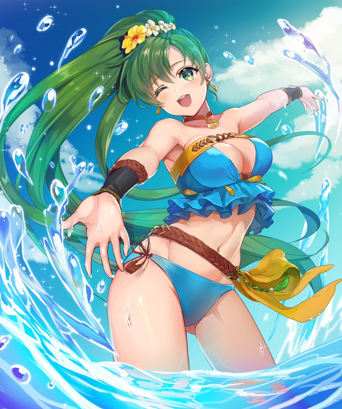 bikini fire_emblem fire_emblem:_rekka_no_ken kokouno_oyazi lyndis_(fire_emblem) swimsuits wet