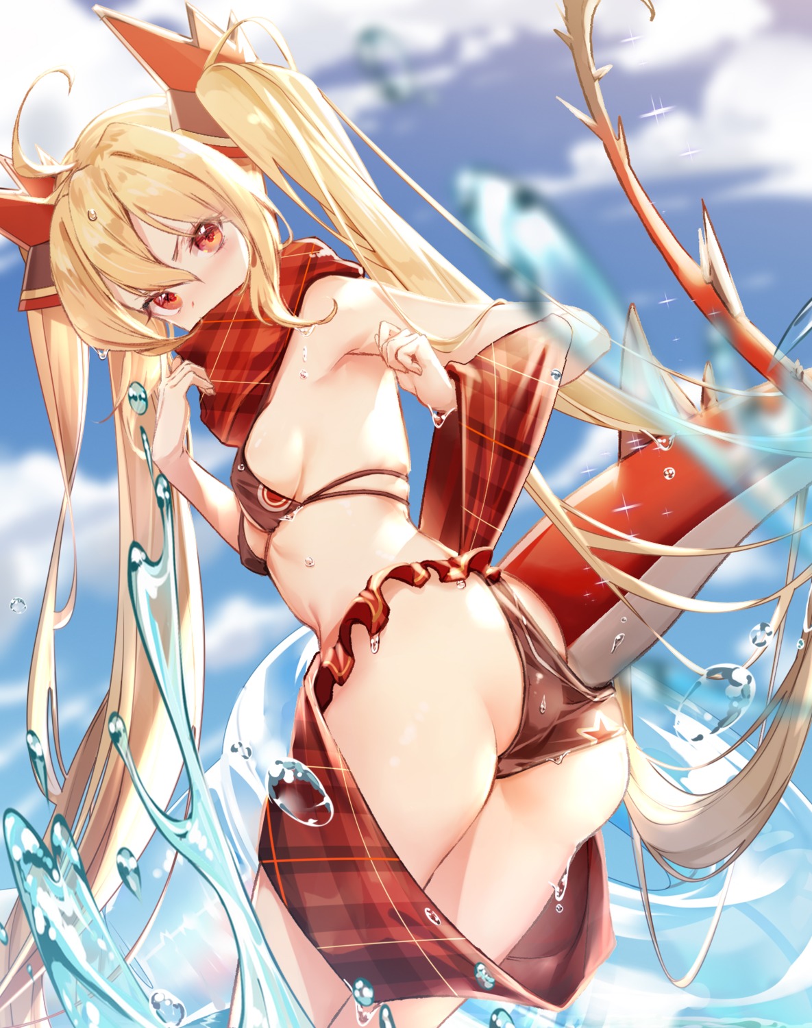 ass bikini clouble panty_pull red:_pride_of_eden swimsuits tail