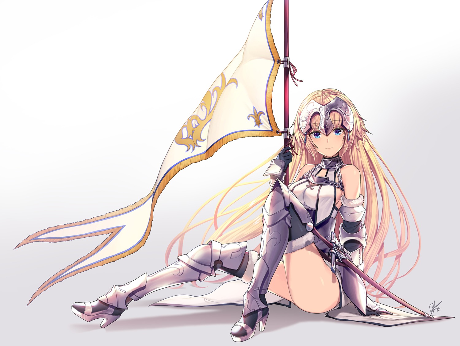 armor dduck_kong fate/apocrypha fate/stay_night heels jeanne_d'arc jeanne_d'arc_(fate) sword thighhighs