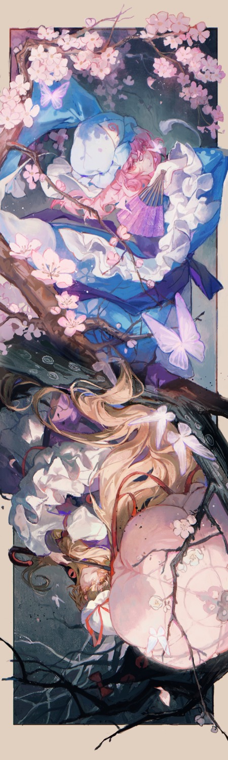 dress matcha saigyouji_yuyuko touhou umbrella yakumo_yukari