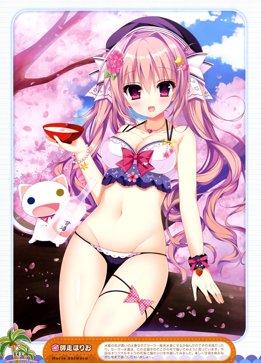 bikini cameltoe cleavage heterochromia neko sake shiwasu_horio swimsuits