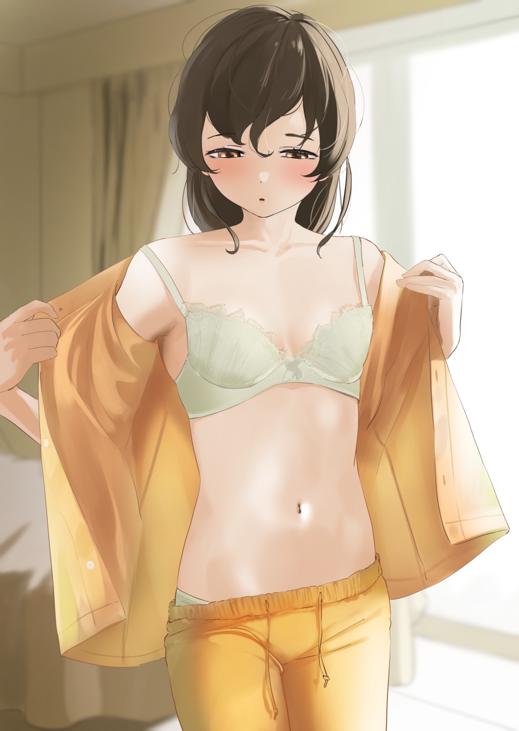 bra kantai_collection open_shirt pajama pantsu souya_(kancolle) tama_(seiga46239239) undressing