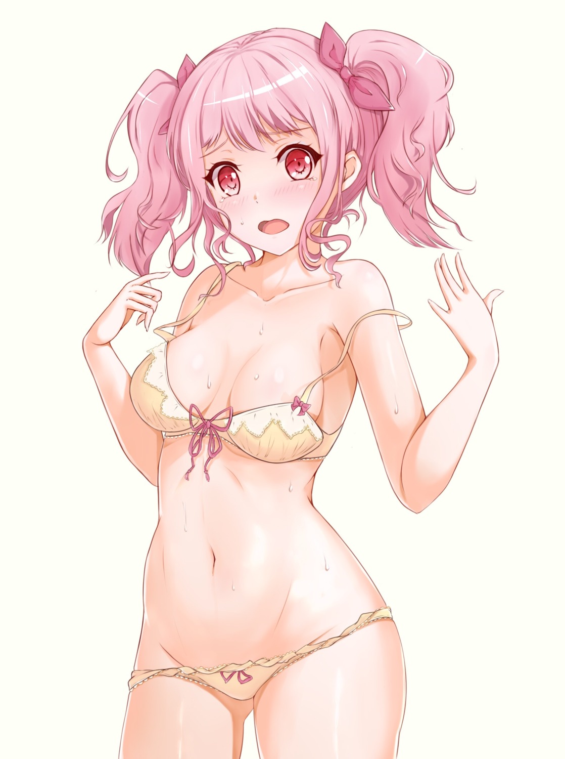 akicho bang_dream! bra breasts lingerie maruyama_aya panty_pull swimsuits wardrobe_malfunction