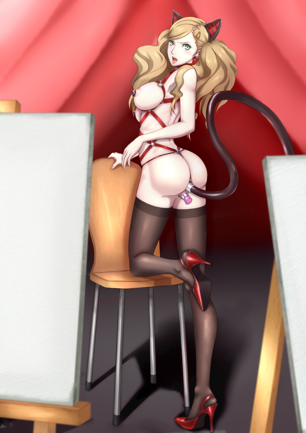 anal animal_ears ass breasts chariotlee dildo heels megaten nekomimi nipples pantsu persona persona_5 pussy tail takamaki_anne thighhighs thong uncensored