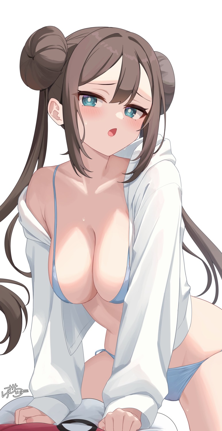 bikini mei_(pokemon) open_shirt pokemon pokemon_b2w2 ramchi swimsuits