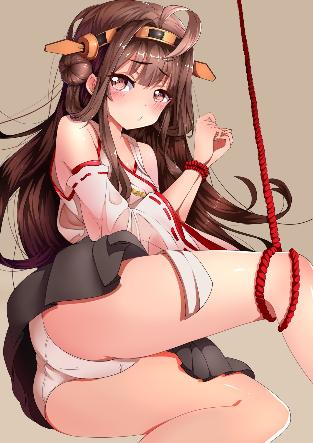 ass bondage japanese_clothes kantai_collection kongou_(kancolle) pantsu xinshijie_de_akalin