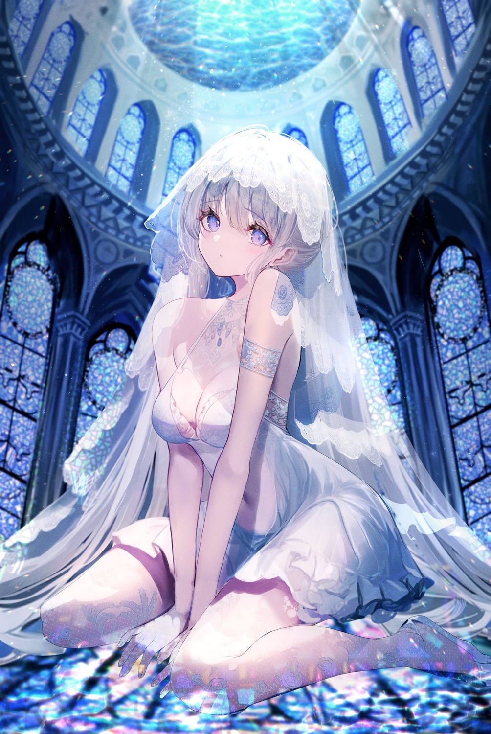 chiachun0621 dress no_bra see_through wedding_dress