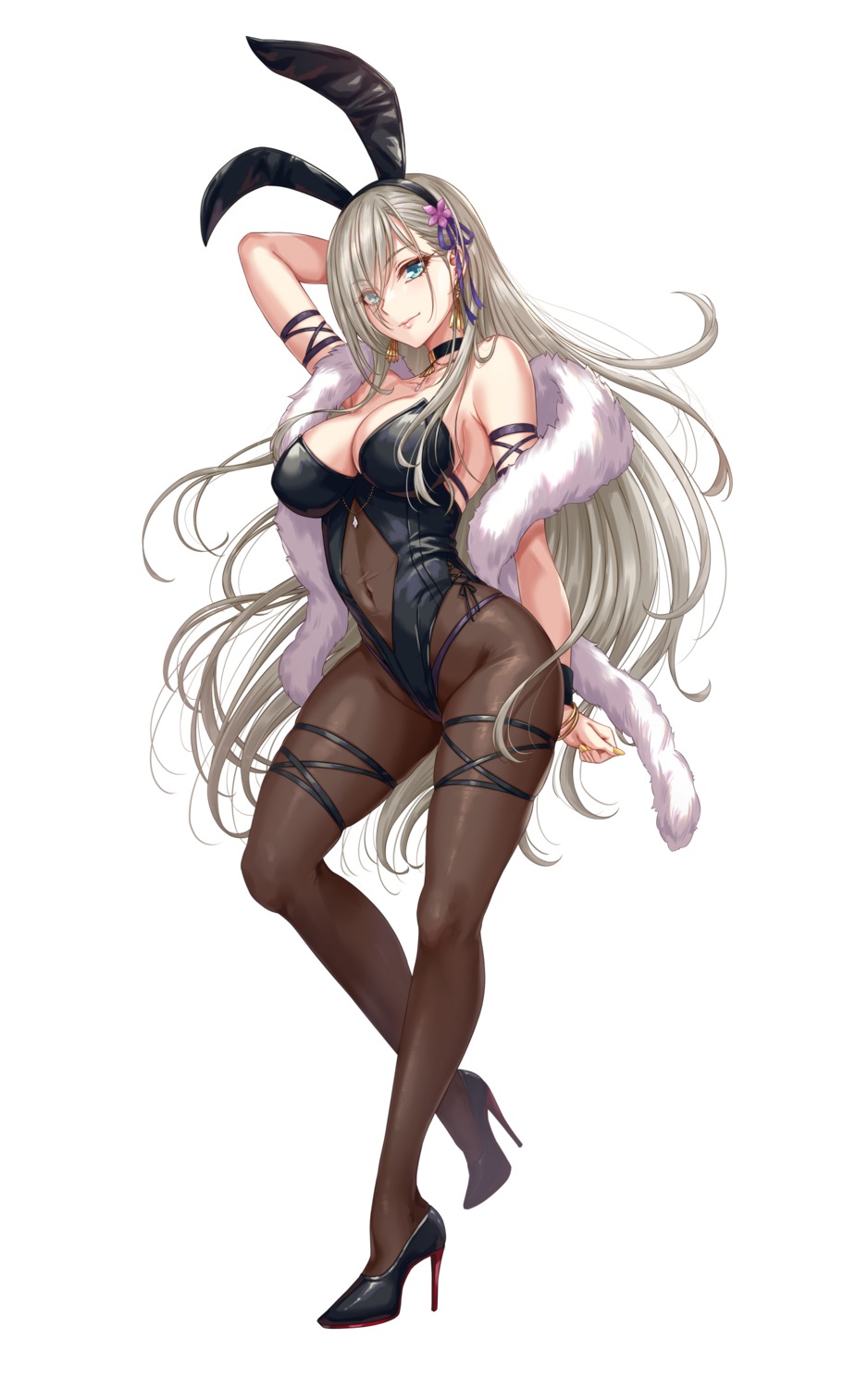 animal_ears bunny_ears bunny_girl garter heels no_bra sakiyamama