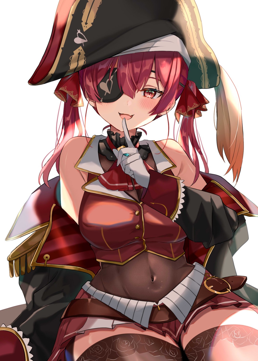 eyepatch hololive houshou_marine pirate satoupote thighhighs