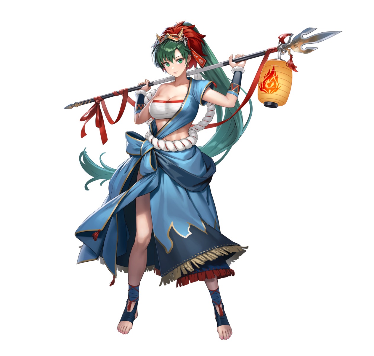 asian_clothes cleavage cuboon fire_emblem fire_emblem:_rekka_no_ken lyndis_(fire_emblem) nintendo sarashi weapon