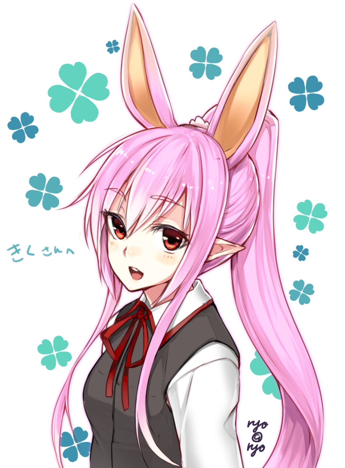 animal_ears bunny_ears pointy_ears ryou@ryou seifuku