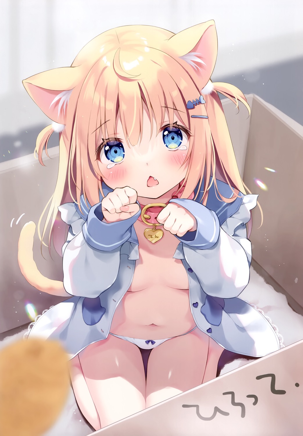 animal_ears loli nekomimi no_bra open_shirt pan pan_no_mimi pantsu seifuku tail ten_(pan)