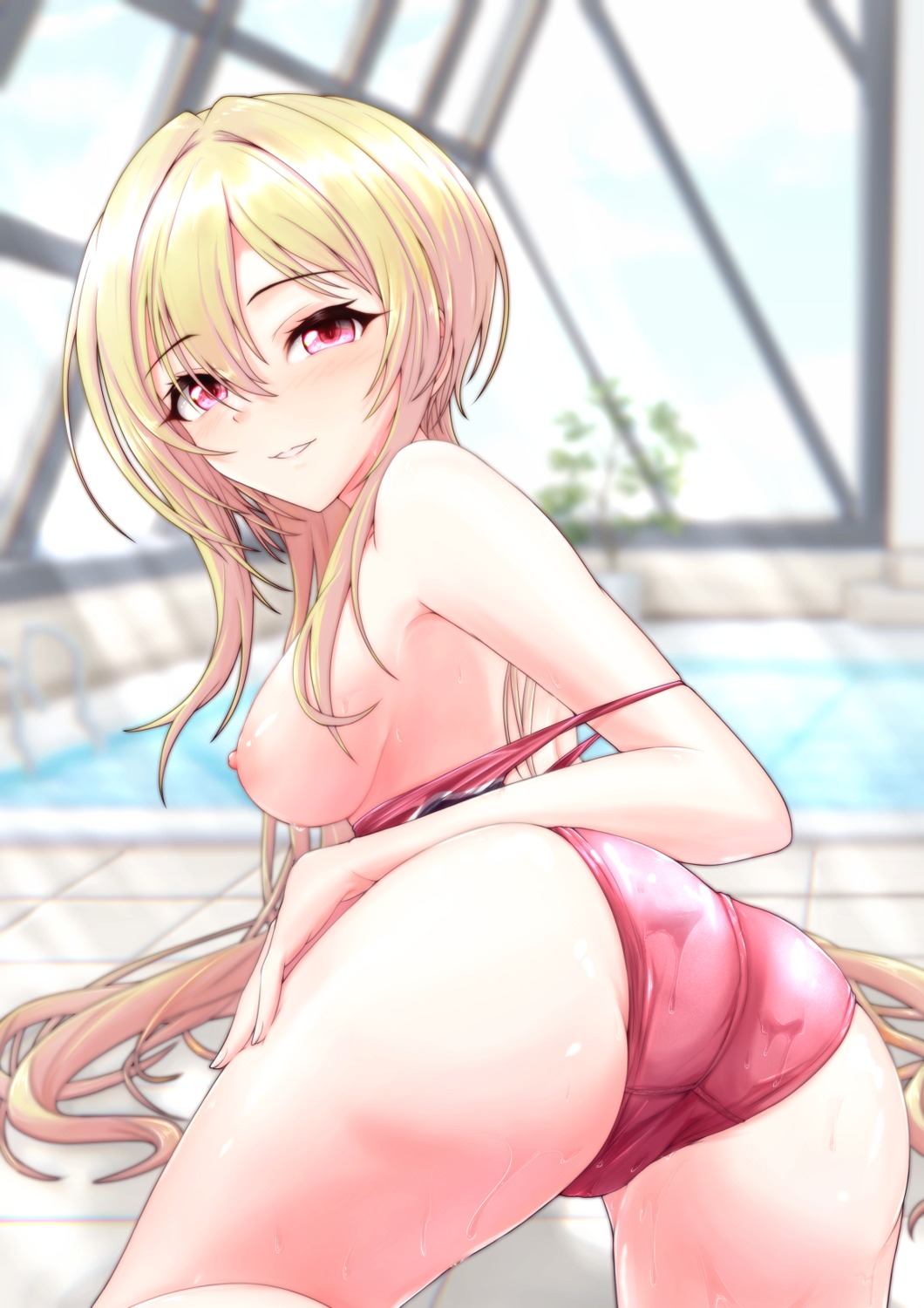 ass breasts cyde kurosaki_chitose nipples swimsuits the_idolm@ster the_idolm@ster_cinderella_girls wet wet_clothes