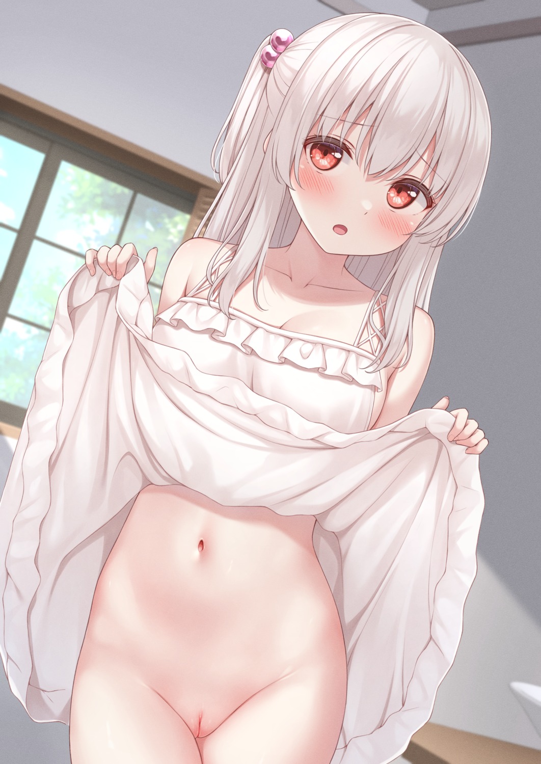 cleavage dress karutamo no_bra nopan photoshop pussy skirt_lift summer_dress tissue-chan uncensored