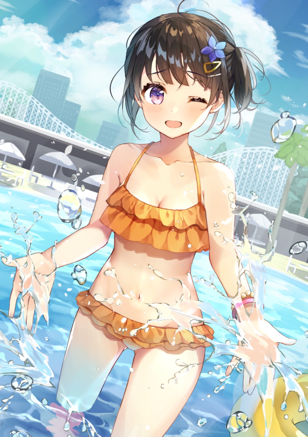 bikini cleavage mafuyu_shima swimsuits wet