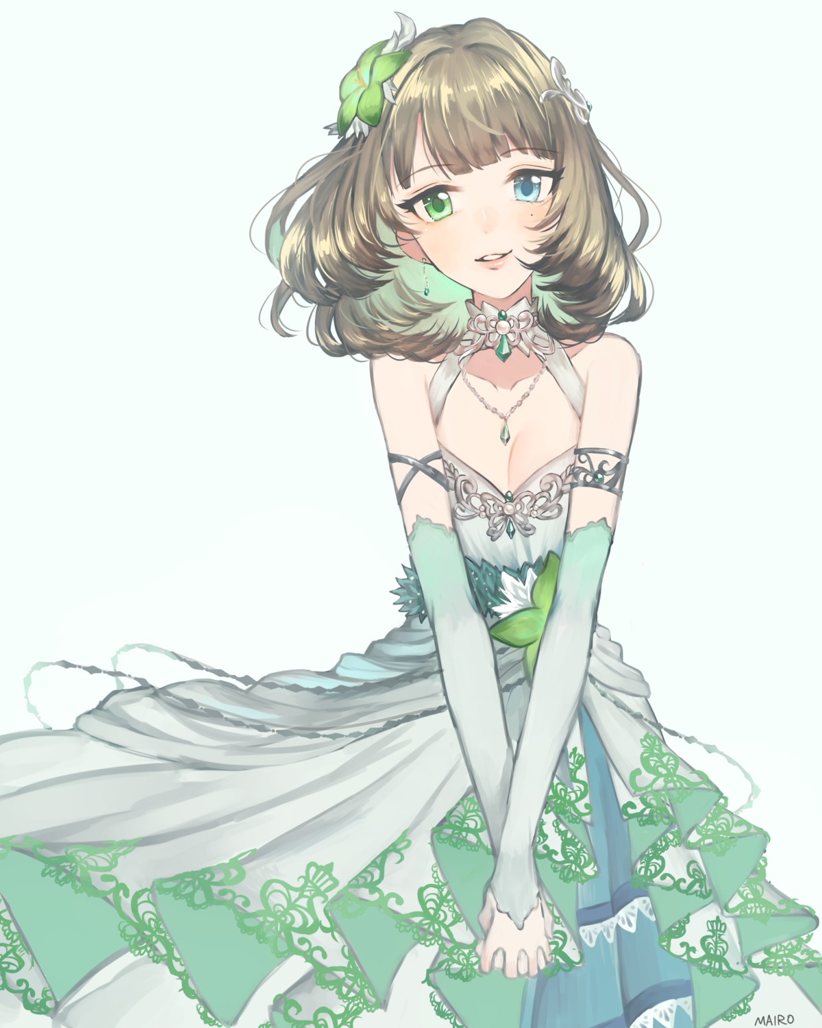 cleavage dress heterochromia mairo takagaki_kaede the_idolm@ster the_idolm@ster_cinderella_girls