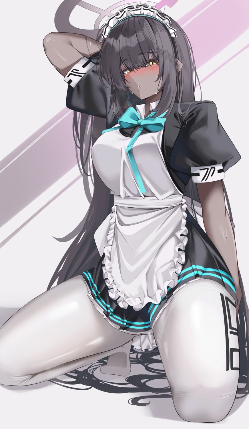 bannou_ippoutsukou blue_archive halo kakudate_karin maid pantyhose