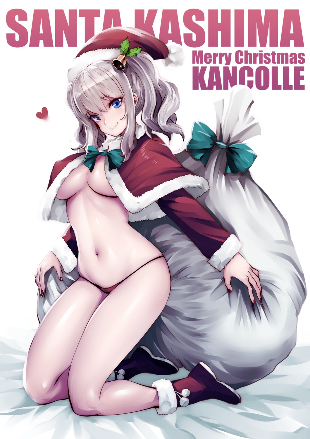 christmas kantai_collection kashima_(kancolle) no_bra pantsu souryuu underboob
